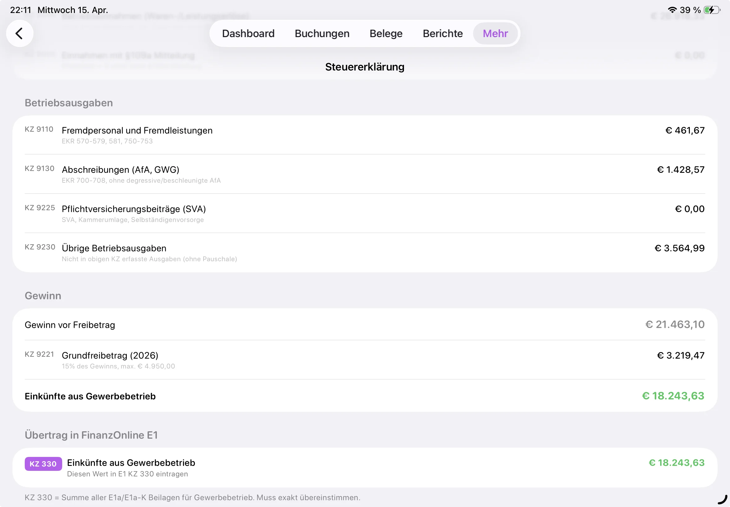 Automatische Kennzahlen — Accounted.